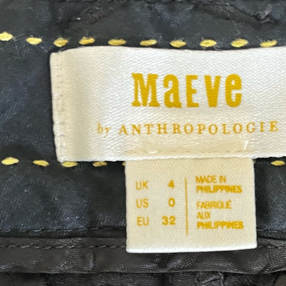 Anthropologie Maeve Pants Size 0 Black Stretch Straight Leg - Picture 4 of 6